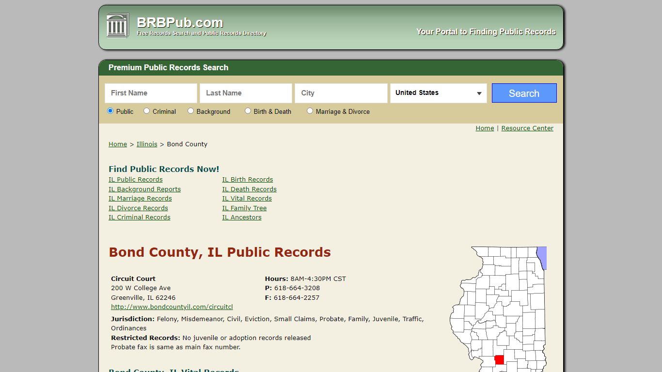 Bond County Public Records | Search Illinois Government ...